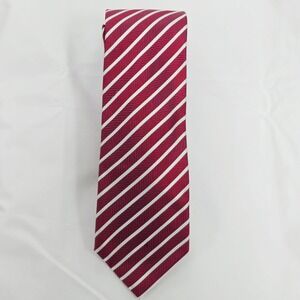 Haines & Bonner of London Necktie Red White Striped Silk‎ Handmade Men's Tie